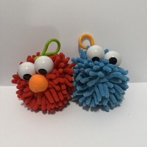 Cookie Monster and Elmo Fuzzy Pom Clip Plush Sesame Street 2020 by SpinMaster
